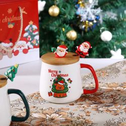 Gift for friends, families and colleagues Merry Christmas Ceramic Mug with Lid