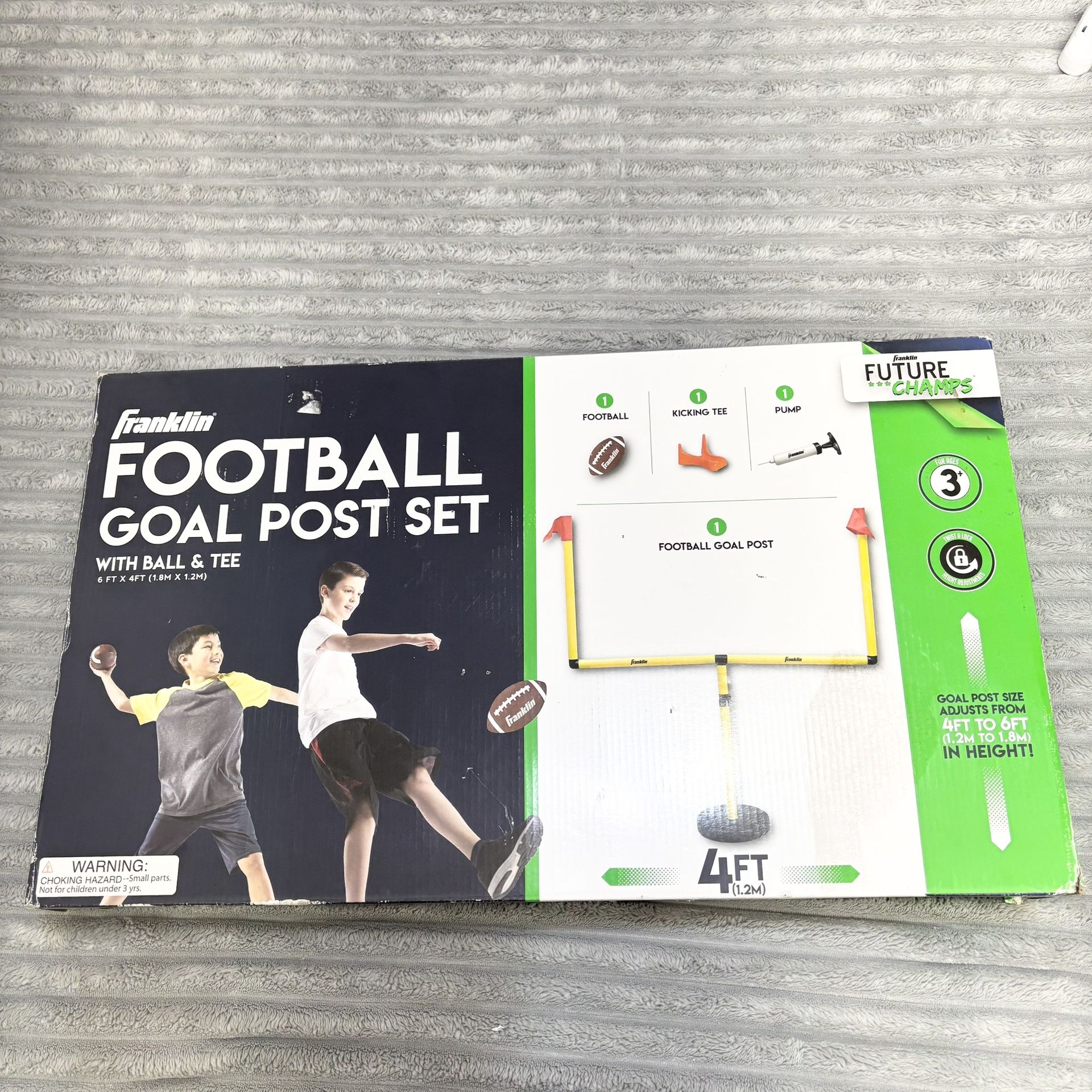 Franklin YOUTH FOOTBALL GOAL POST, BALL AND TEE OPEN BOX