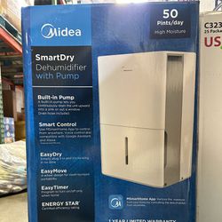Midea 50-pint Energy Star Smart Dehumidifier For Wet Rooms With Pump Brand New In Box 