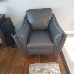 Sofa And Chair Leather Dark Grey 