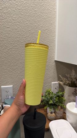 yellow brand new grid starbucks venti tumbler