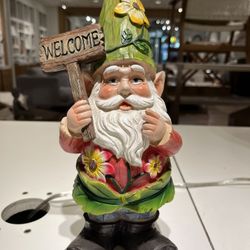 Funny Garden Gnome Statue Saying Welcome to You, Indoor Outdoor Garden Gnome Decor Sculpture for Patio, Yard or Lawn, 12” in Tall