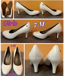 Girls , LifeStride white heels size 7 M