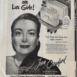 1940s Joan Crawford Lux Soap Ad from Ladies’s Home Journal Magazine Vintage