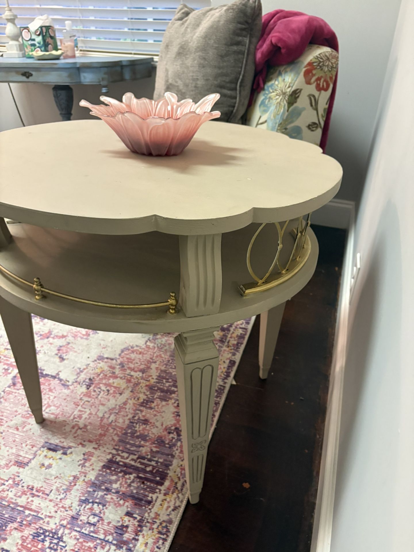 Wood Side table with brass accessories