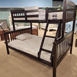 Solid Wood Twin Full Bunk Bed 