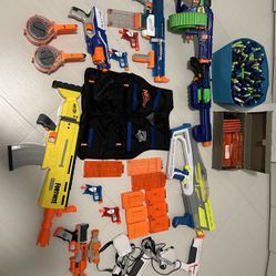 Bunch Of Nerf Blasters And Bullets