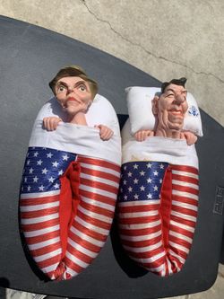 Vintage Ronald and Nancy Reagan slippers