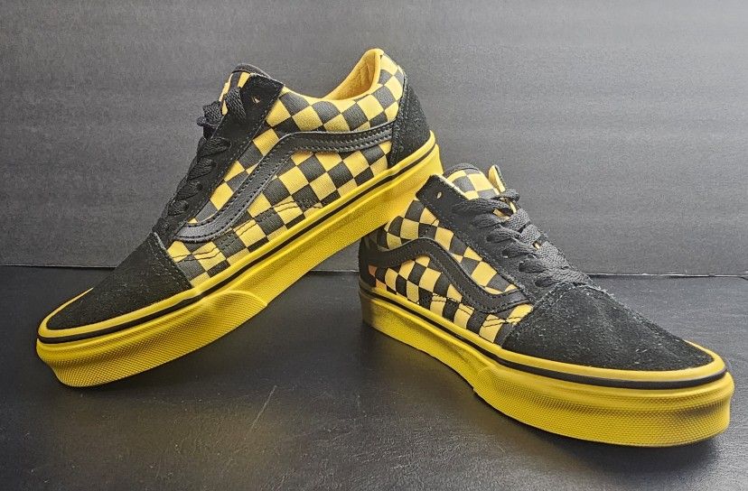 Vans Old Skool Black and Yellow Checkered Men's Size 5.5 Women’s 7