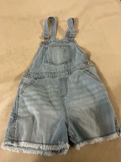 Light Wash Denim Overall Shorts