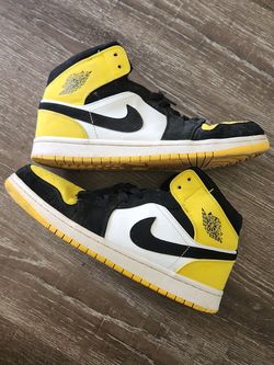 Air Jordan 1 Mid Black Yellow White sneakers size 12.5