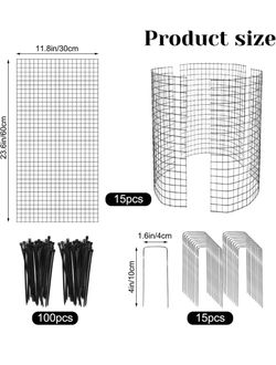 35-Piece Plant Protection Cage Set, 22” x 12” Metal Wire Garden Guards with Stakes & Ties