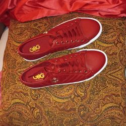 Canvas sneakers, GBG Los Angeles (G by Guess), slip-on style with gold hardware