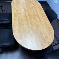 Conference Table with 5 Rolling Chairs – 71″ x 36″ – Great for Office or Home Workspace”