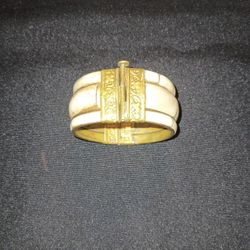 Vintage Brass And Old Bone Bangle 