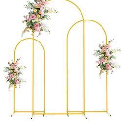 Wokceer Wedding Arch Backdrop Stand 6FT, 5FT, 4FT Set of 3 Gold Metal Arch Stand for Wedding Ceremony Baby Shower Birthday Party Decor