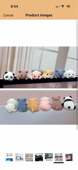 6Pcs Creative 3D Craft Figurine Computer Monitor Decor,Car Central Control Screen and TV Decorations,Personalized Animal Collectible Figurines Mascot 