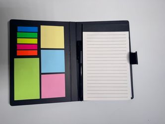 Black Hardcover Notebook with Clasp and Stickies