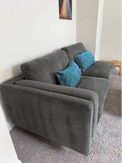 2-Piece Charcoal Grey Sectional Sofa Set (Loveseat & Chaise Lounge)