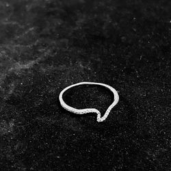 Sterling Silver Curved Pavé Band – Size 12 – Stacking Ring
