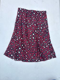 LOFT Outlet Burgundy Leopard Print A-Line Midi Skirt Women’s Petite SP
