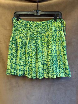 Rachel Roy Neon Green Snake Print Balloon  Mini Skirt.  Size XS