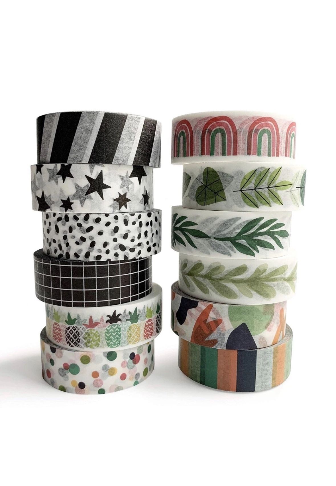 Washi Tape Set of 12 Rolls of 15 mm Wide Washy Tape Cute Decorative Tape for