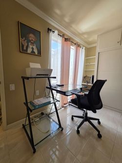 Modern Glass Computer Desk with Office Chair