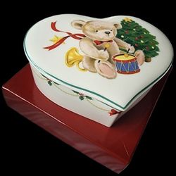 Christopher Stuart Little Drummer Bear Bone China Christmas Trinket Jewelry Box