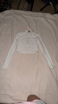 SHEIN White Cropped Zip-Up Top – Long Sleeve Size Small Fashion Nova, Outfits, Clothes