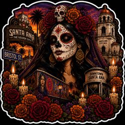 Santa Ana Día de los Muertos 3” Waterproof Sticker