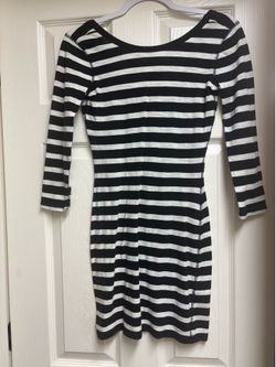 Express Black and White Striped Long Sleeve Bodycon Dress 👗 XS