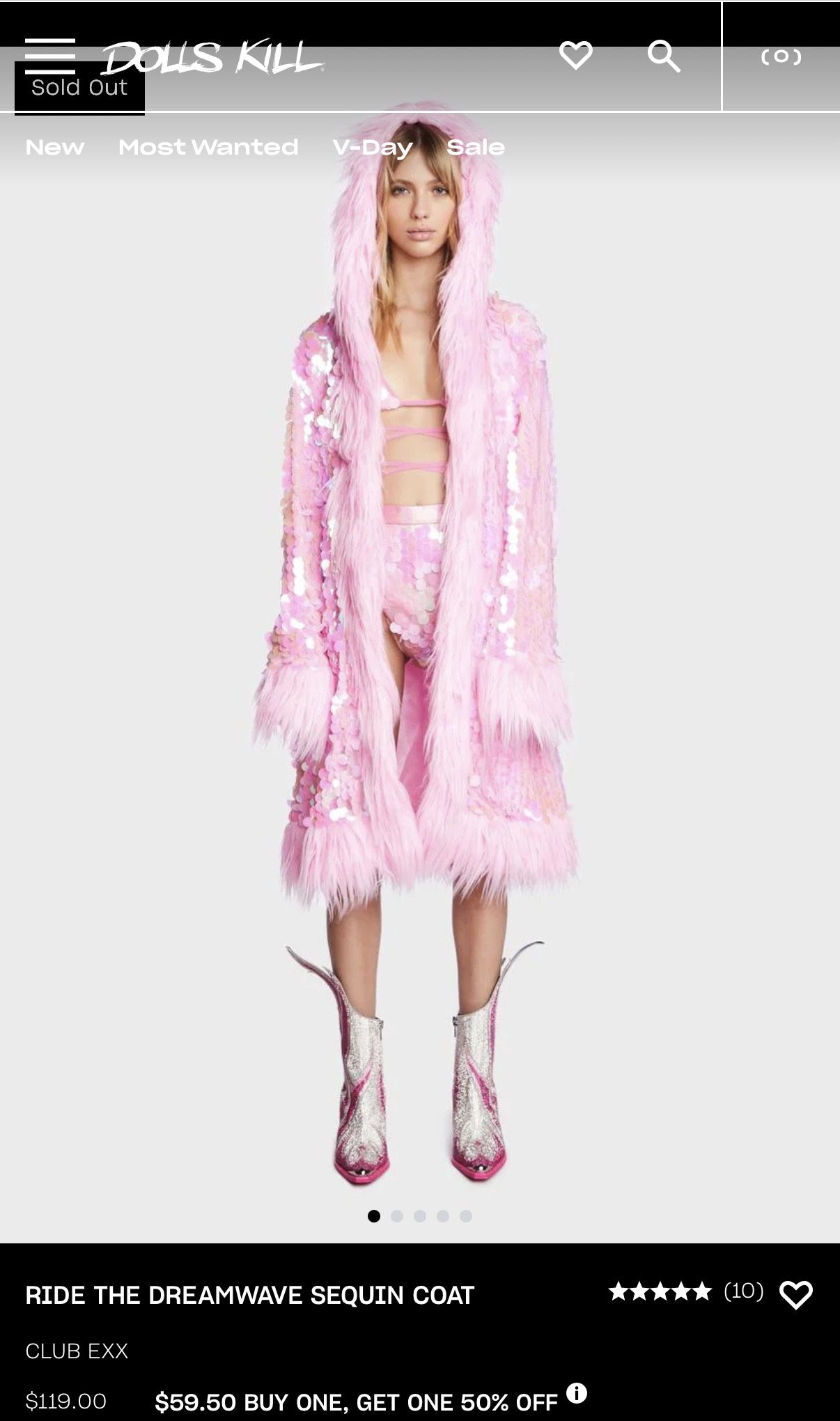 Dolls kill RIDE THE DREAMWAVE SEQUIN COAT