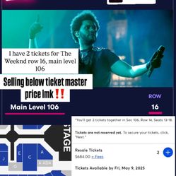 The Weeknd Tickets Row 16, Main Level 106