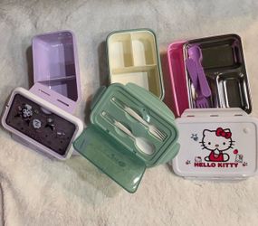 Bundle (3) Lunch Box Divided Food Containers w/ Utensils