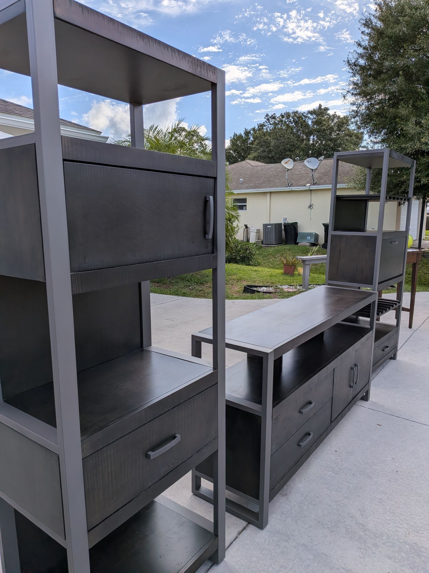 Three-Piece metal and wood entertainment set
