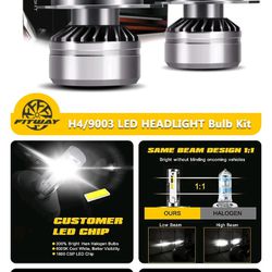 2x H4 9003 HB2 Super Bright CSP LED Headlight Kit High Low Beam Bulb White 6000K