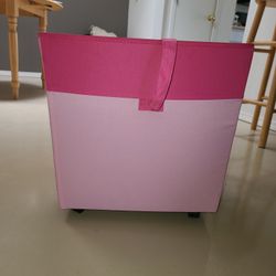 Pink Wheeled Toy Storage W/ Handles