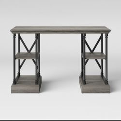Conway Wood Writing Desk with Storage Gray - Threshold