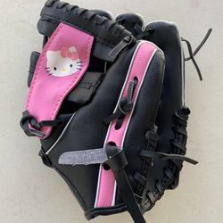Hello Kitty T-Ball Youth Glove Black Pink Left Handed Thrower Sports (contact info removed)