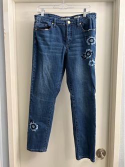 Anne Klein Jeans Emroidered Floral Girlfriend Jean