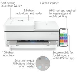 HP - ENVY Pro 6455 Wireless All-In-One Instant Ink-Ready Inkjet Printer - White