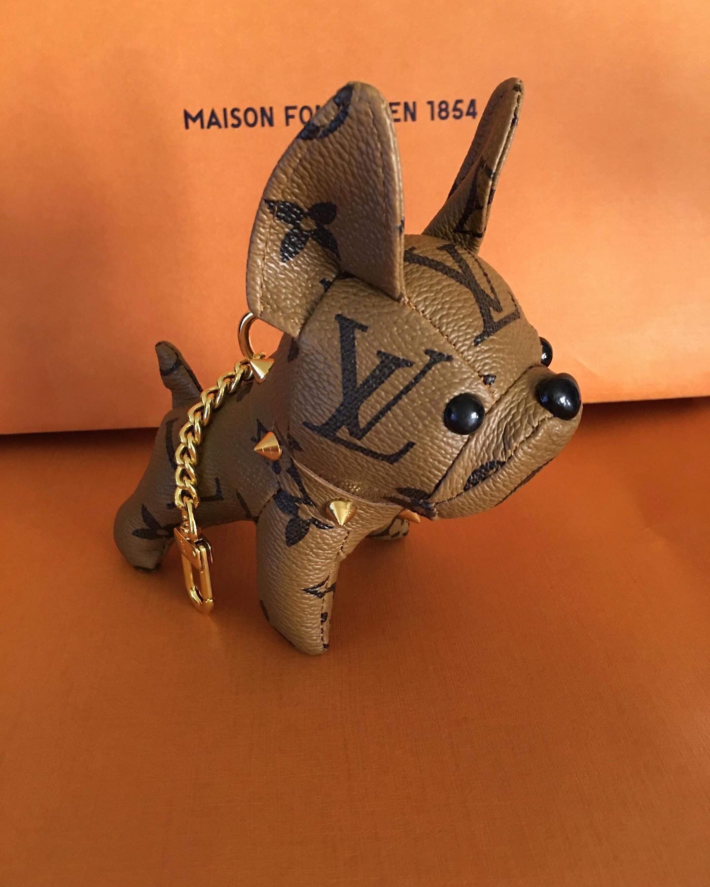 French Bulldog Keychain Bag Charm In Reverse M0n0 Print for Sale