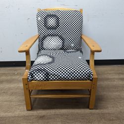 Modern Wooden Arm Chair with Black and White Cushions