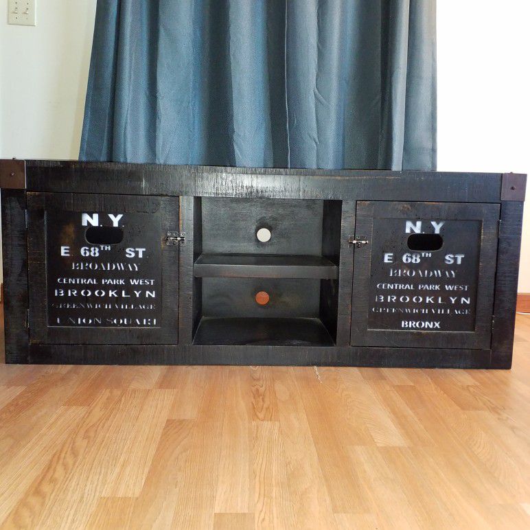Entertainment Center with Names of New York. Bronx, Brooklyn, Broadway, Union Square