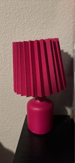 Pink Table Lamp with Pleated Fabric Shade