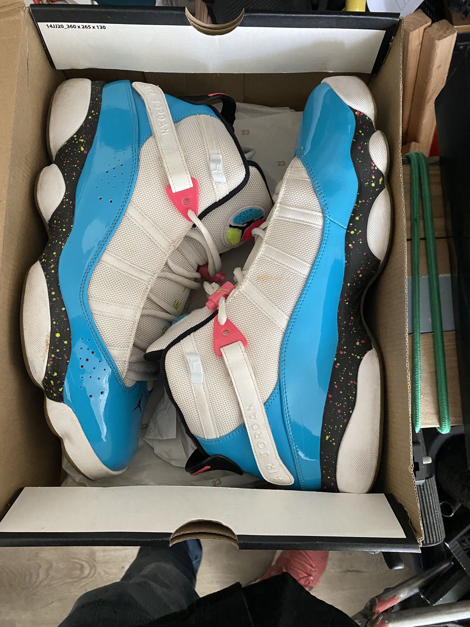 Jordan 6 Rings (Blue Fury Cyber Pink) Size 13”