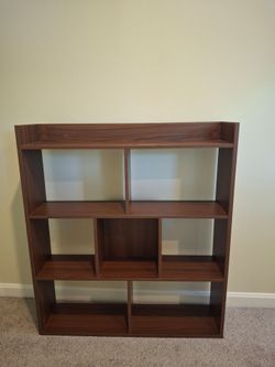 Dark Wood Asymmetrical Cubby/Bookcase