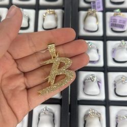 Gold Diamond Initial B Icey With Diamonds 
