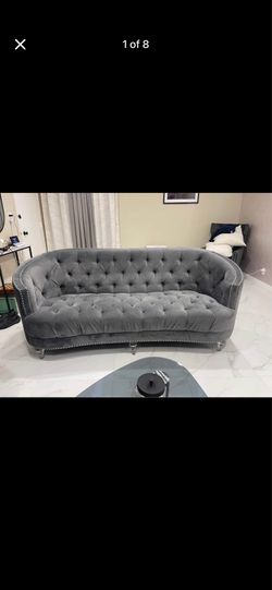Modern Velvet Sofas (Like New Condition) - Set of 2 Couches